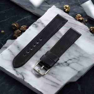 AVE Handmade Full Grain Leather Watch Strap - Obsidian Black