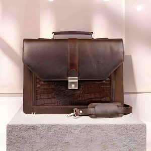 The Monarch Royal Croco-Embossed Leather Briefcase