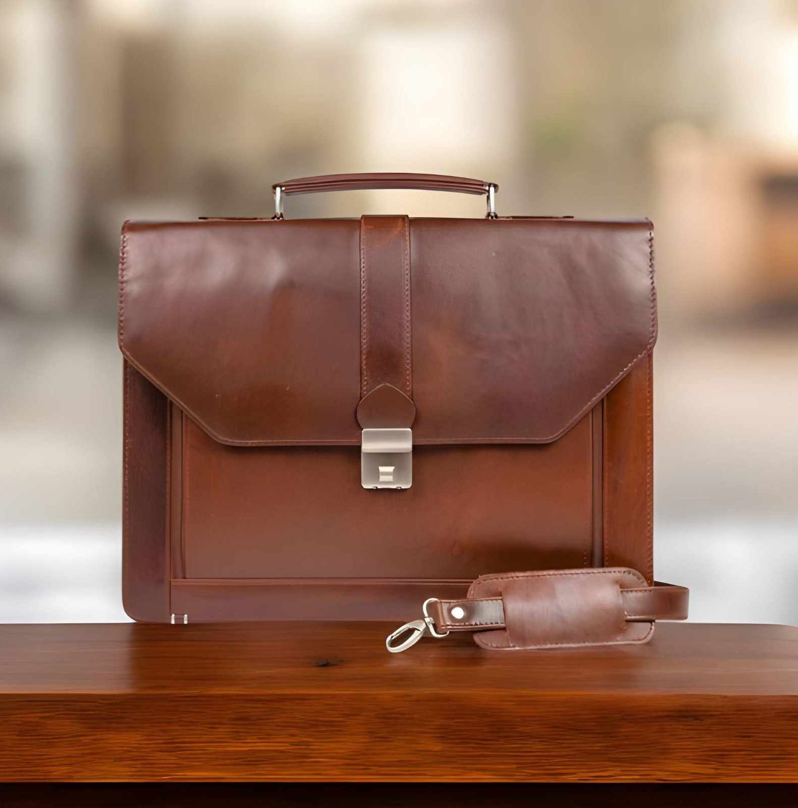 The Vanguard Sovereign Leather Briefcase – Heritage Tan